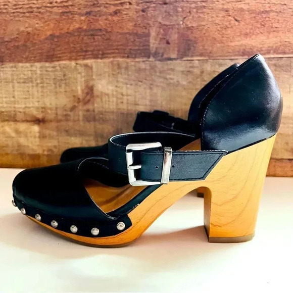 Revel Studded Platform Mule/Clog Block Heeled Shoes - Picture 2 of 6